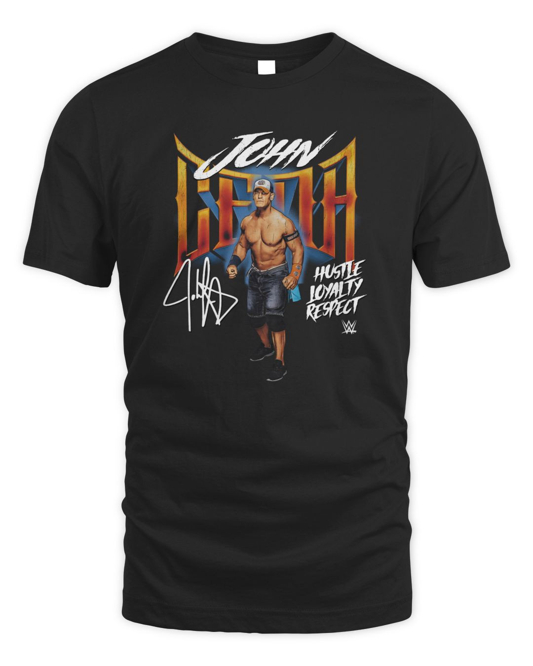 Men's 500 Level Black John Cena Hustle, Loyalty Respect Grunge T-shirt